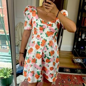 Zara white and floral dress